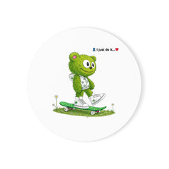 🛹🐻 Sip in Style: The Skater Bear Cork Back  Coaster ☕✨